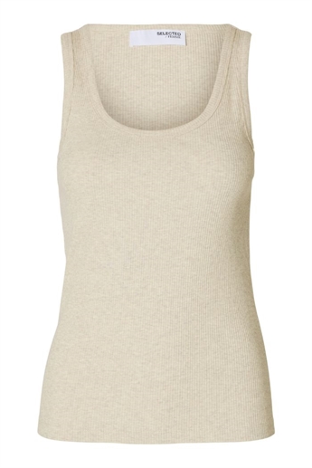 Anna, u-neck tank top, Oatmeal melange